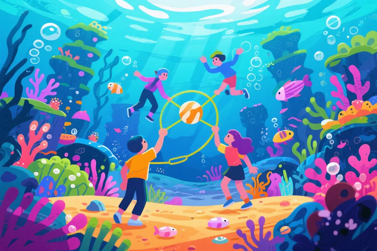 海域社交与多人协作示意